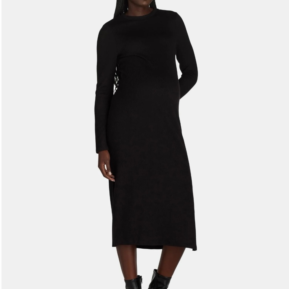 Time and Tru Black  maternity Long Sleeve Sheath Dress